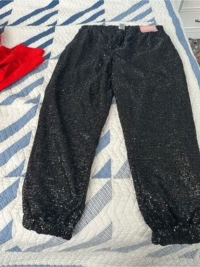 Serra Black Sequin Joggers NWT